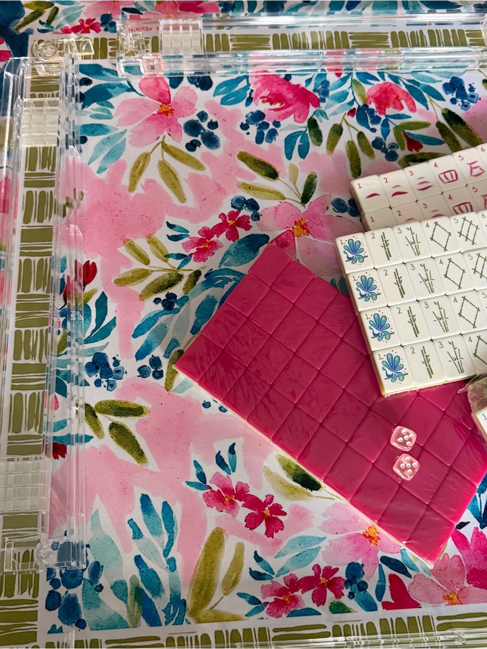 Mahjong Tiles, mat, racks and dice set - NEW - Picture 5 of 14